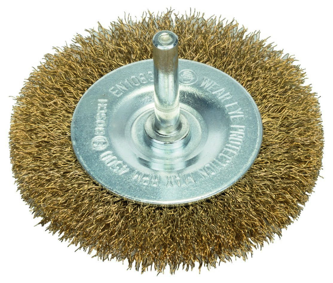 Perie disc Bosch Blue Accessories 2608622009, 75 mm, ondulată, tijă de 6 mm, alamă