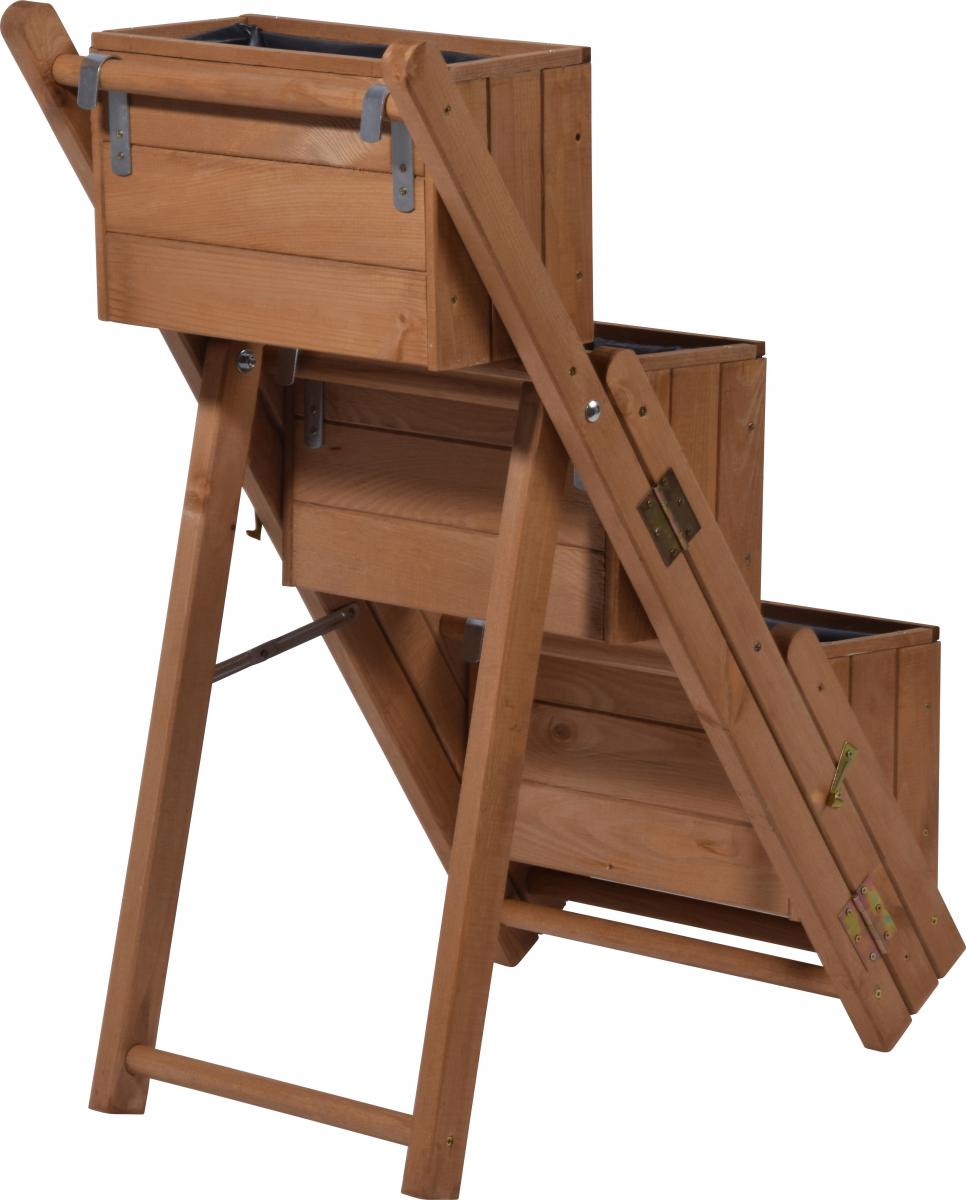 dobar Ausklappbare Pflanztreppe mit 3 Pflanzkästen braun