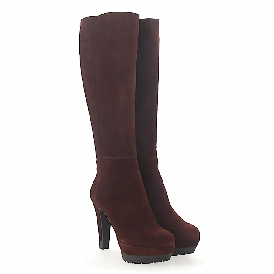 Sergio Rossi - Stiefel Veloursleder Kontrastnaht braun - braun