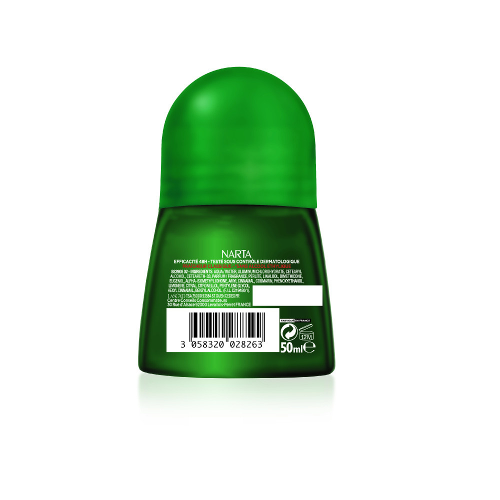 NARTA Narta Homme Déodorant Bille Anti-transpirant Efficacité 48h