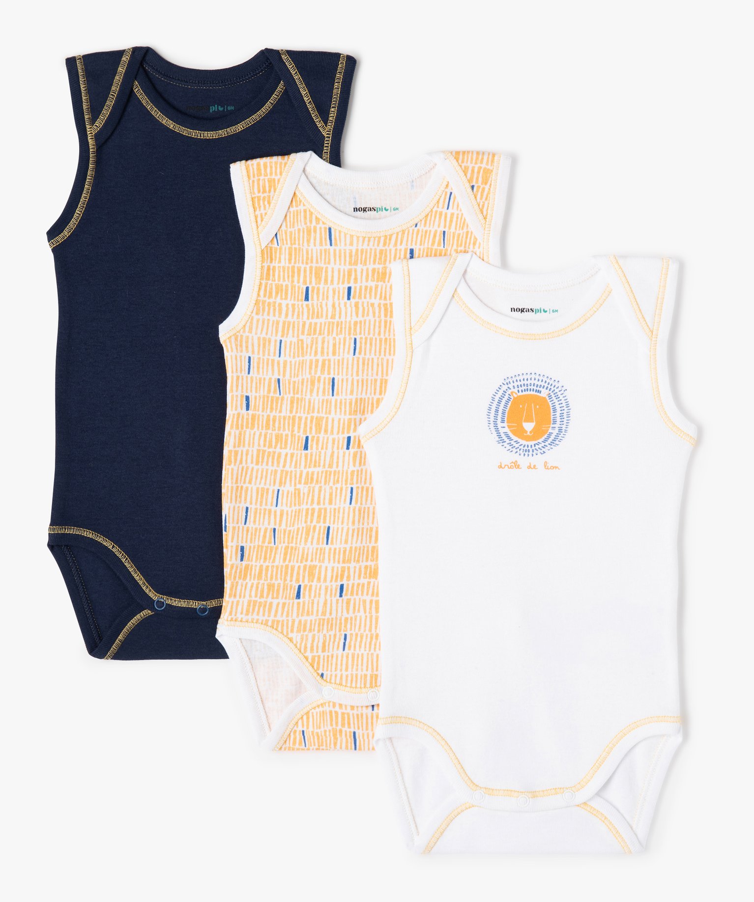 Body bébé sans manches imprimé (lot de 3) marine | GEMO