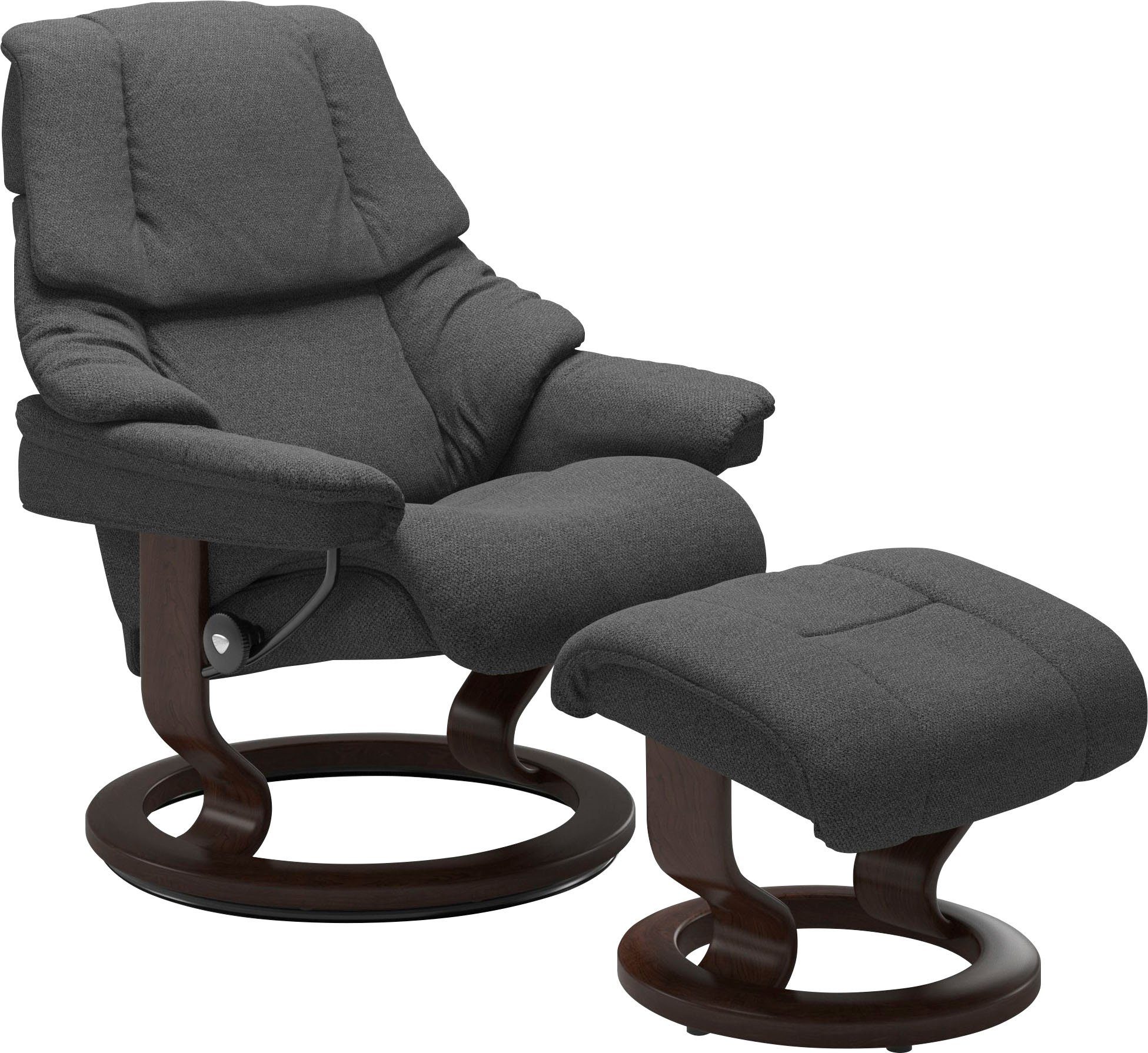 Stressless® Relaxsessel Reno (Set, Relaxsessel mit Hocker), mit Hocker, mit Classic Base, Größe S, M & L, Gestell Braun