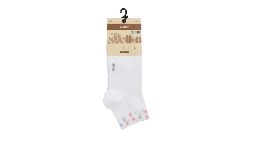 MOVE UP Damen Socken mit Blütendesign weiß