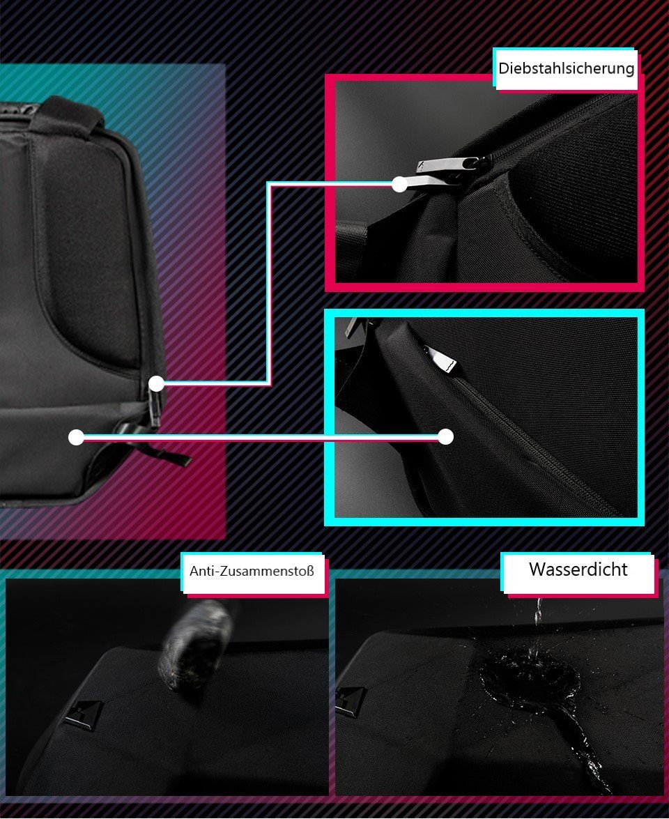 BEABORN Rucksack mit Powerbank & HiFi Bluetooth Lautsprecher, 3 Fächer, 12 L