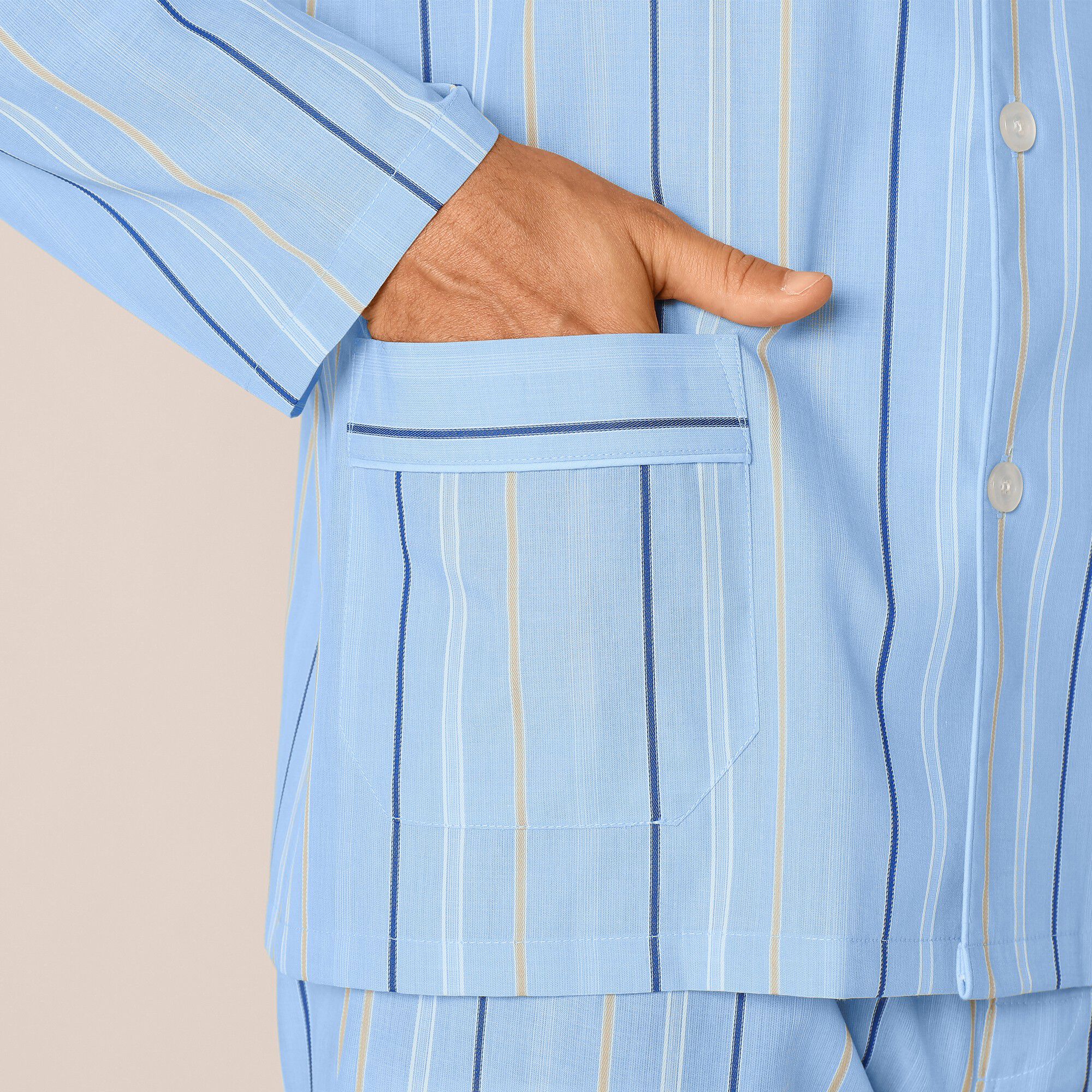 Pyjama rayé polyester/coton popeline