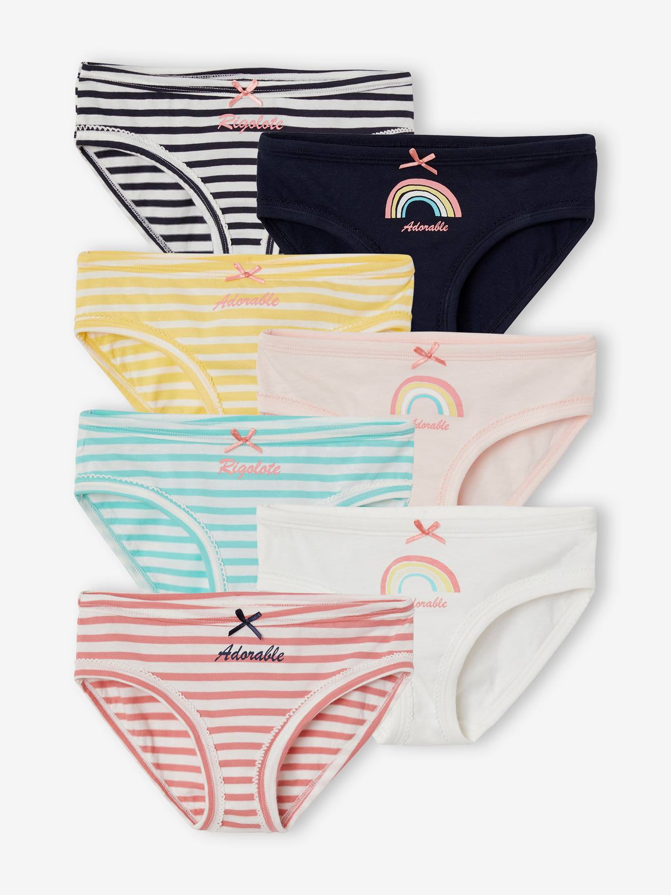 Lot de 7 culottes fille lot ivoire rayé