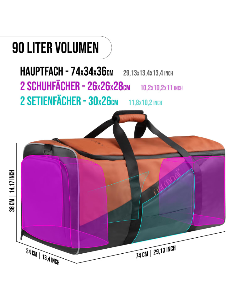 normani Sport- und Reisetasche mit Rucksackfunktion 90 l Nordpass in Orange günstig kaufen onesize