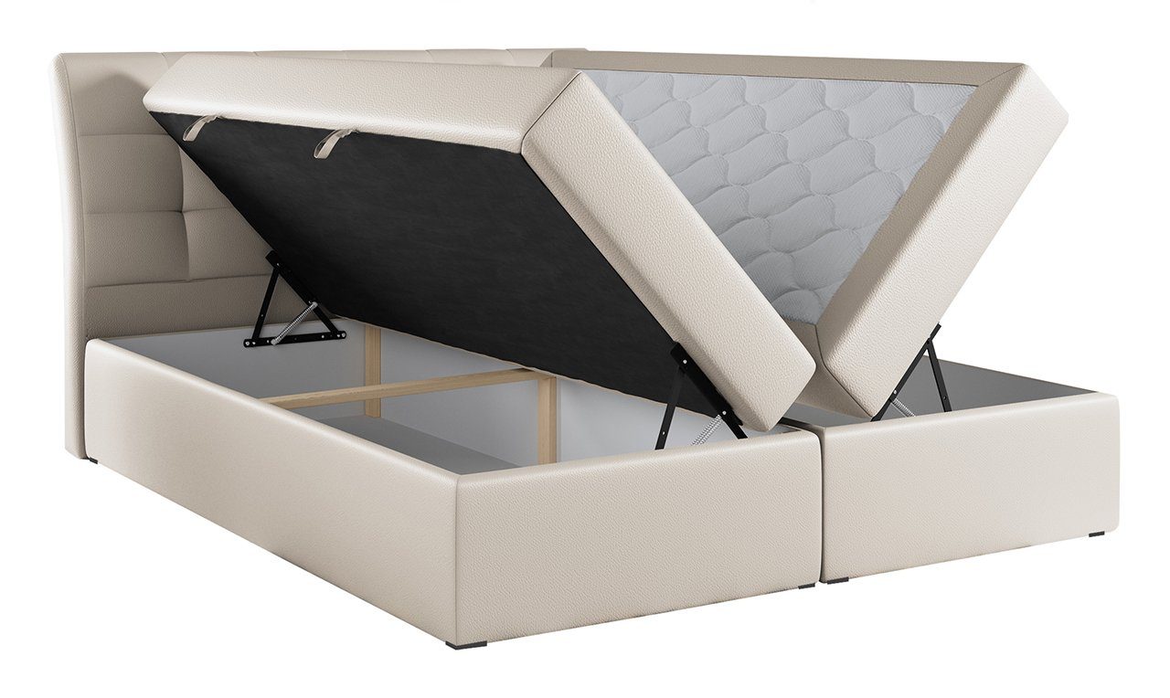 MKS MÖBEL Boxspringbett DIEGOS, Bett mit Bettkasten und Kopfteil, Polsterbett mit Multipocket-Matratze