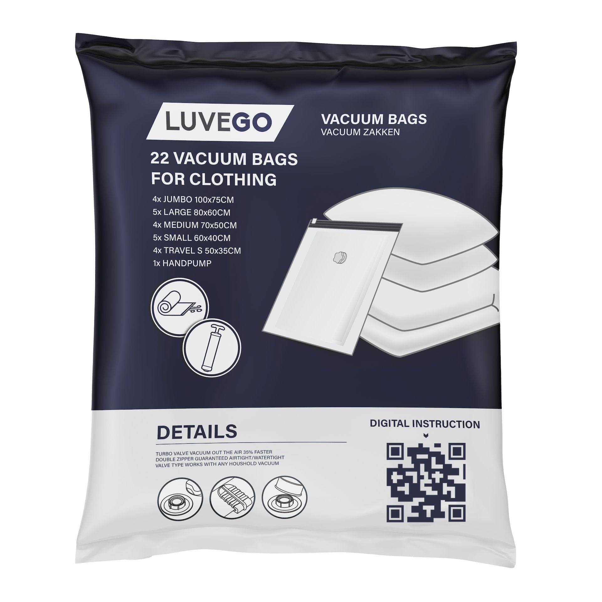Luvego Vakuumbeutel 20 Stück Inklusive Handpumpe
