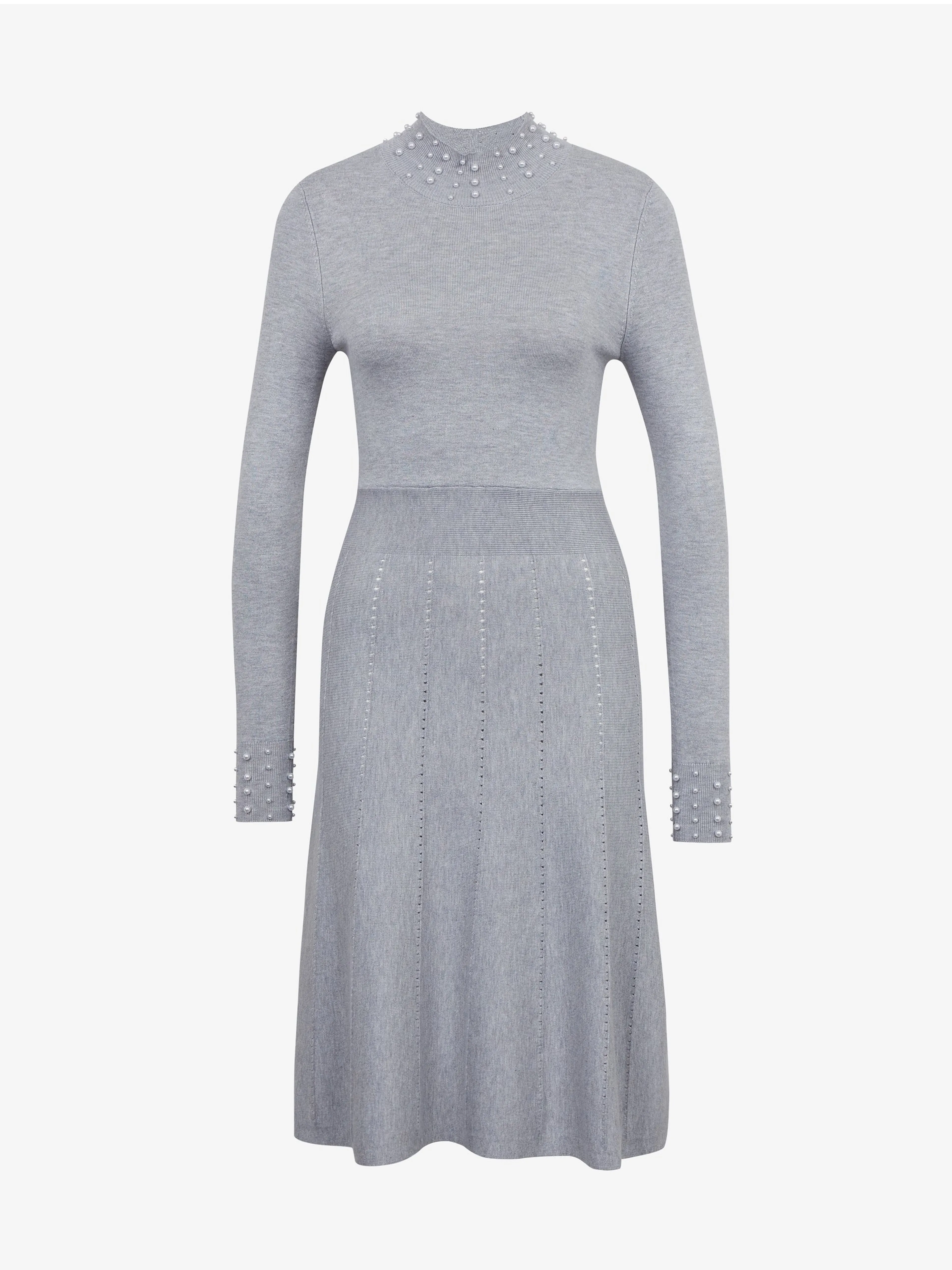 Hellgraues Damenkleid mit dekorativen Details ORSAY