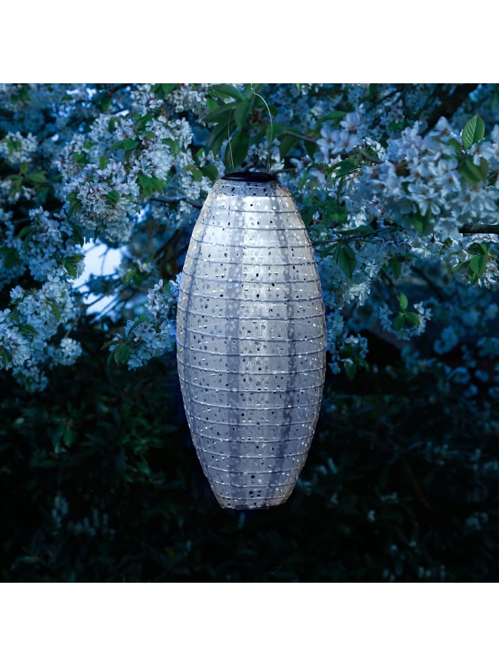 MARELIDA 2x LED Solar Lampion oval mit Blumenmuster H: 40cm in blau günstig kaufen onesize