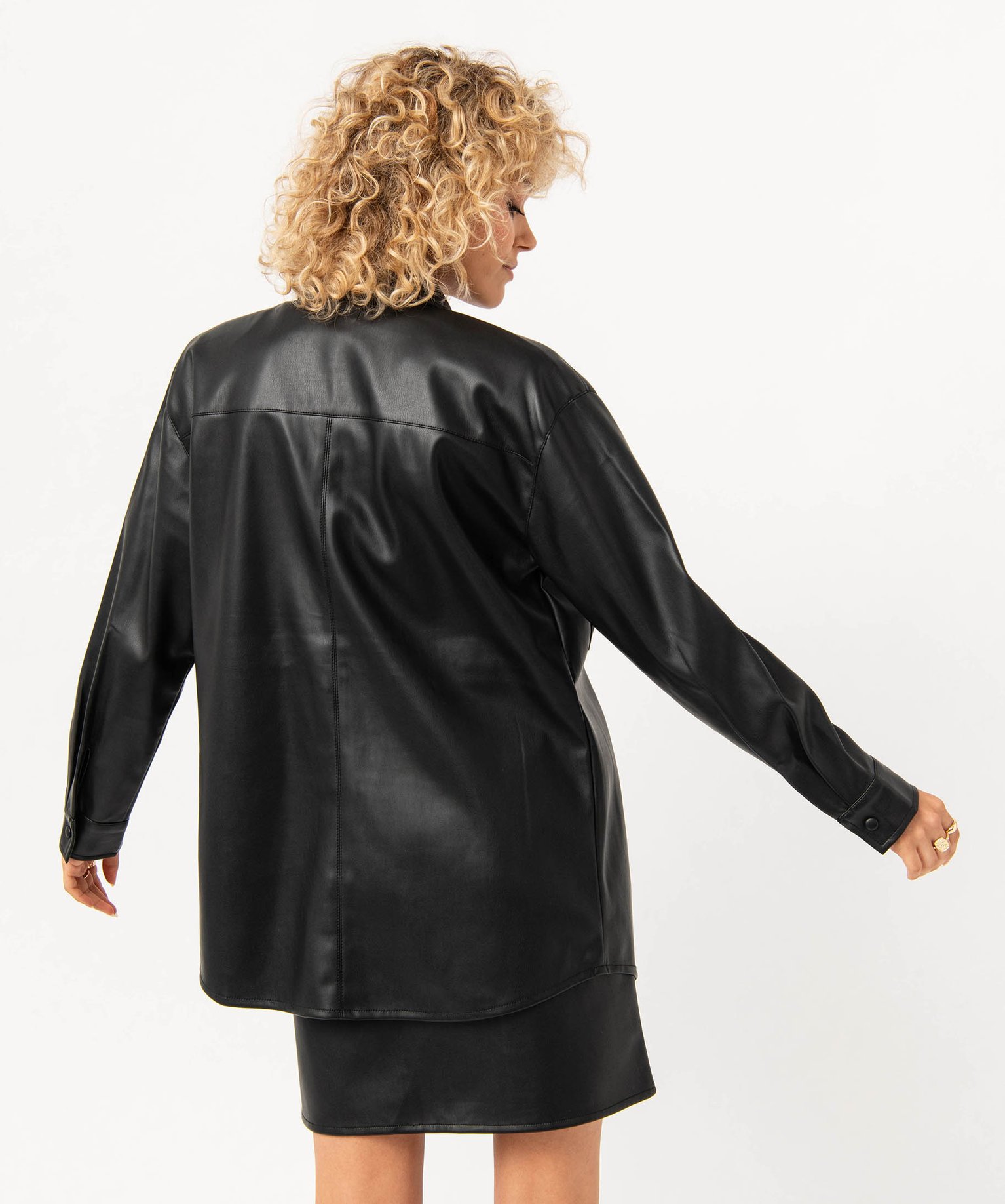 Chemise à manches longues en synthétique imitation cuir fe... noir | GEMO