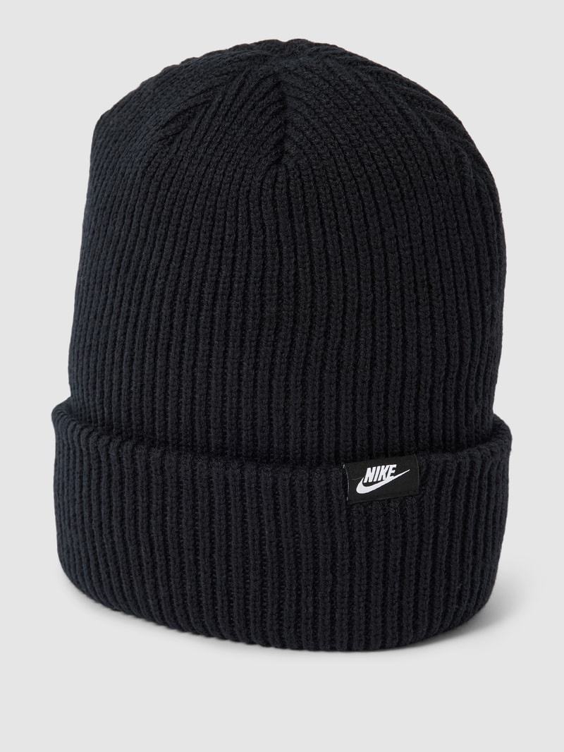 Beanie mit Label-Detail Modell 'TERRA' in schwarz