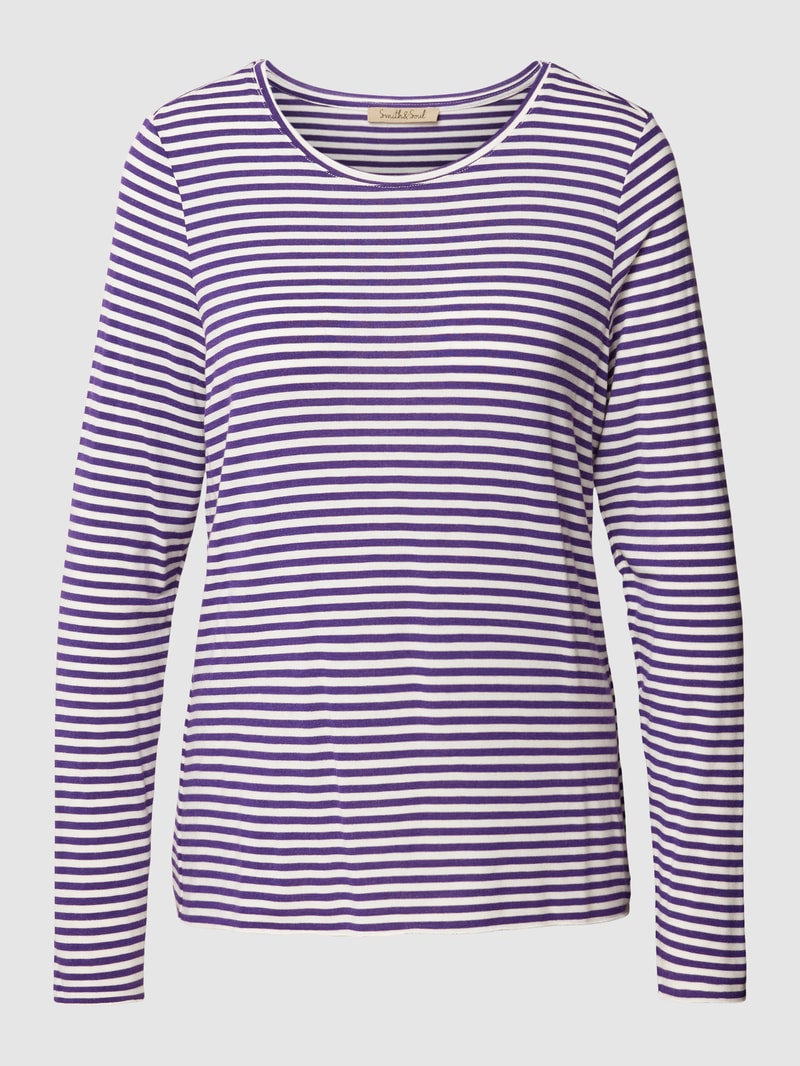 Longsleeve mit Streifenmuster und Rundhalsausschnitt in purple