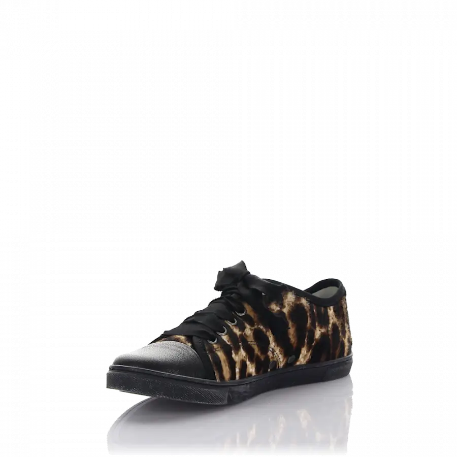 Lanvin - Sneaker low Fell Kalbsleder Leo Print braun-kombi schwarz - schwarz
