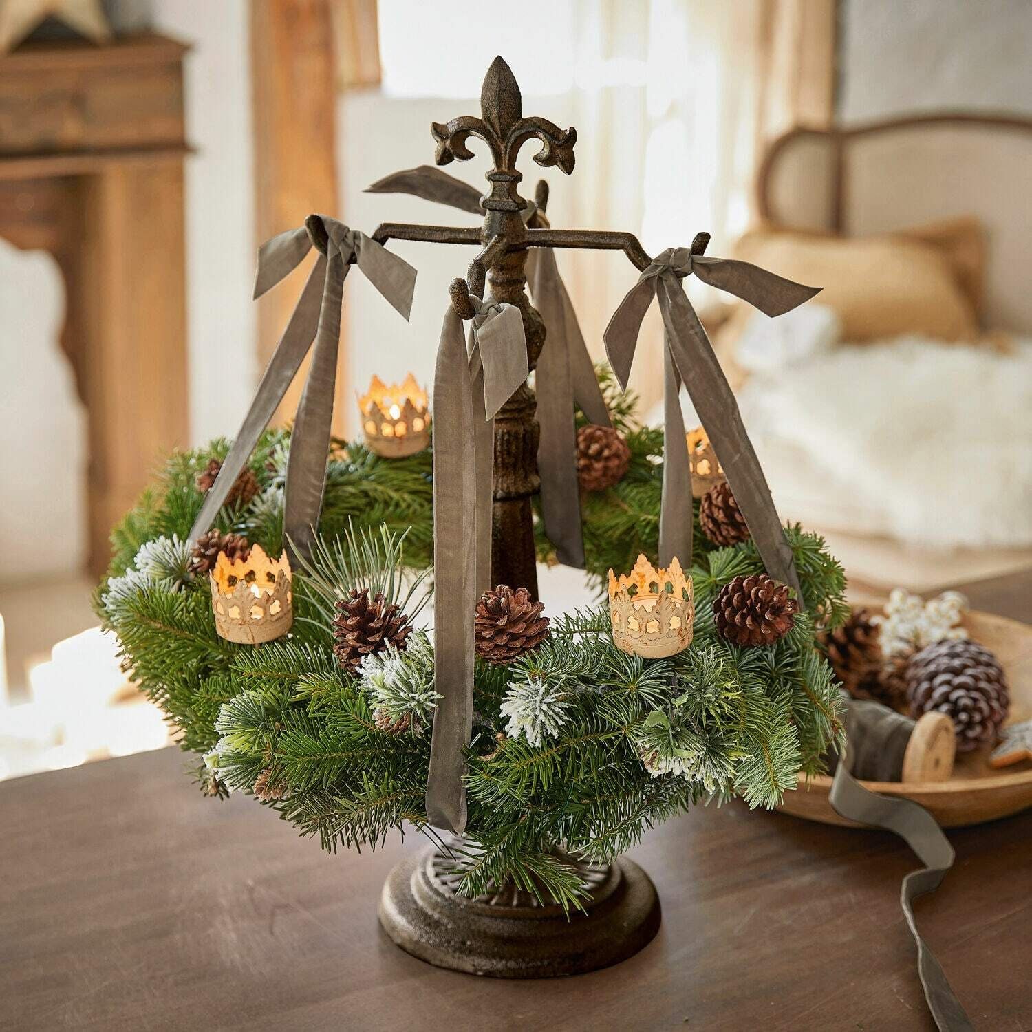 Mirabeau Adventskranz Kranzständer Antwan antikbraun