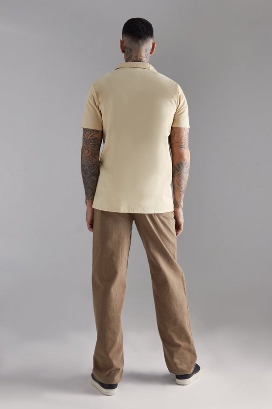Tall kurzärmliges Twill Moto-Hemd