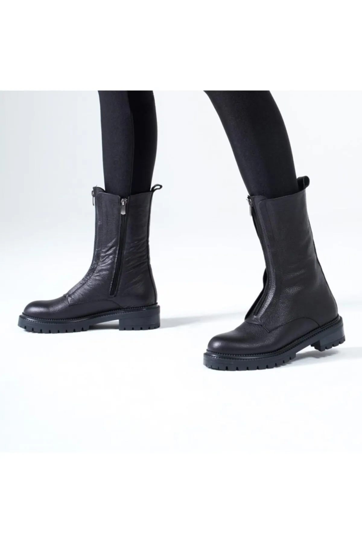 CZ London  Damenstiefel aus echtem Leder mit Reißverschluss vorne und gezackter Sohle für den Winter