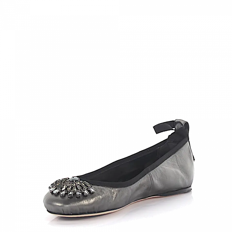 Jimmy Choo - Ballerinas Klassisch Strassbrosche grau silber - grau