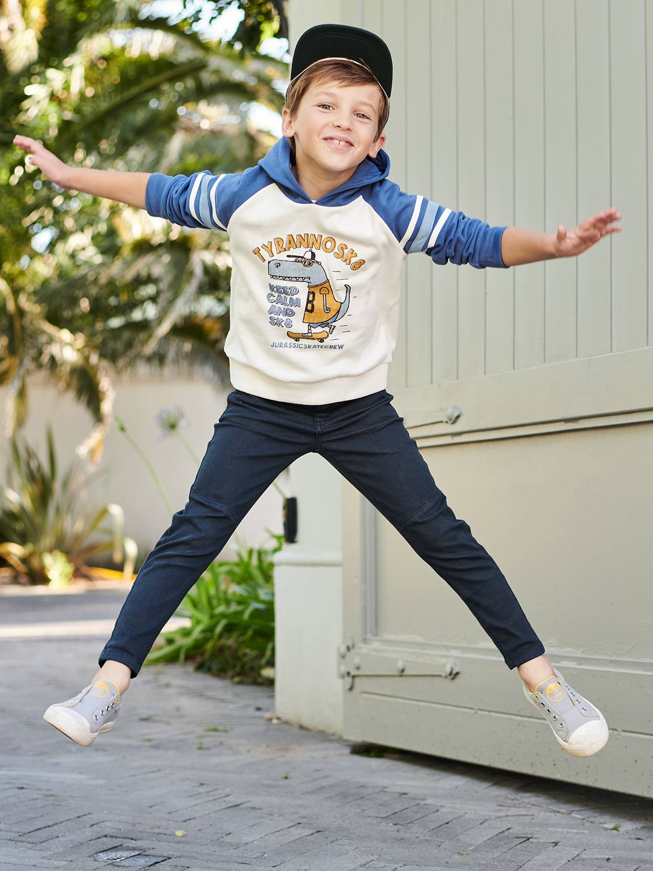 Sweat à capuche animations graphique garçon manches raglan bleu