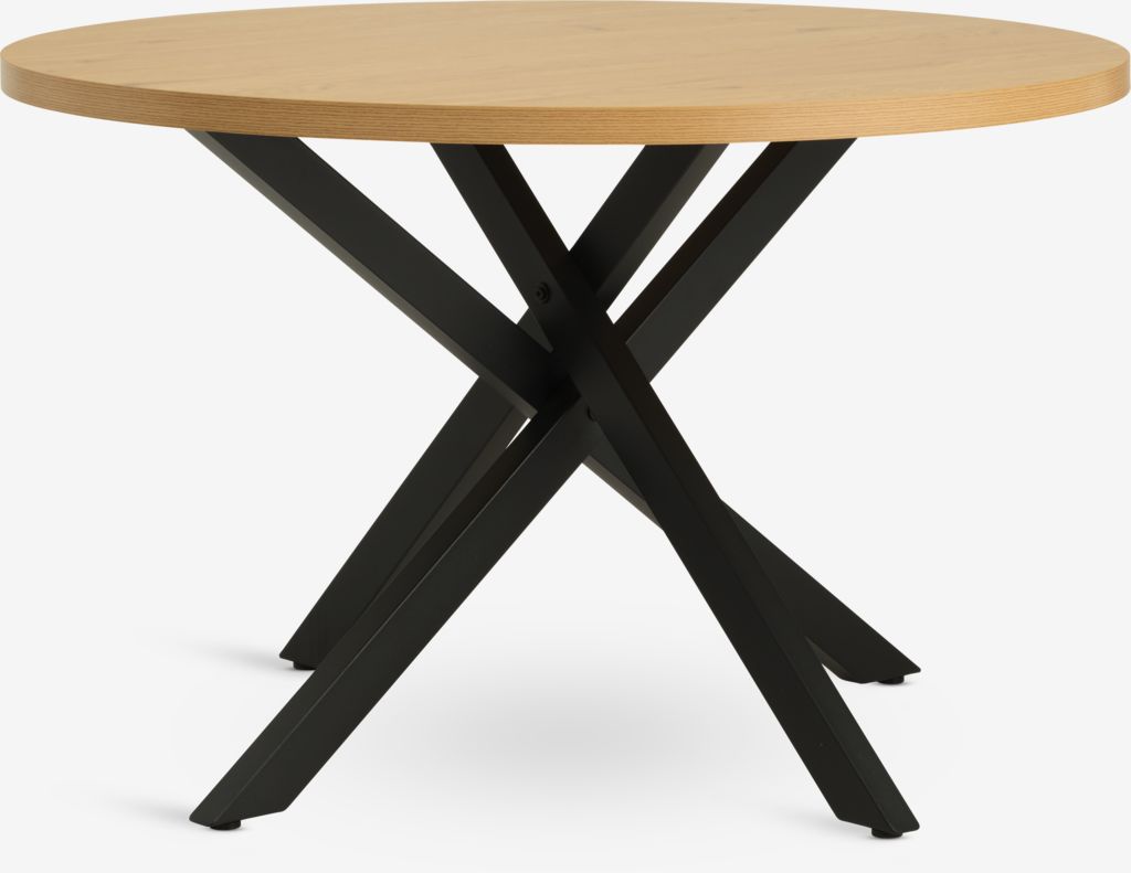 Mesa de jantar NORTOFT Ø120, cor carvalho/preta