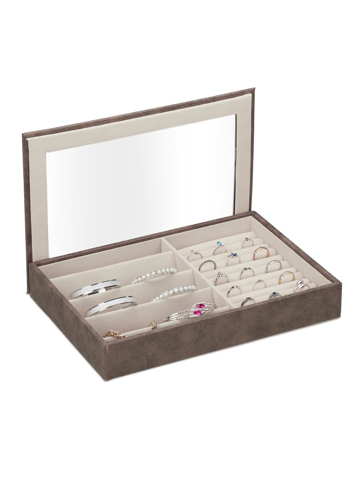 relaxdays Schmuckkästchen in Braun - (B)30 x (H)5 x (T)21 cm günstig kaufen onesize