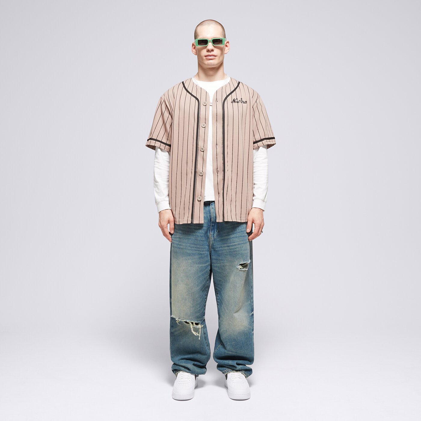 NEW ERA T-SHIRT NE PINSTRIPE JERSEY NONE Beige