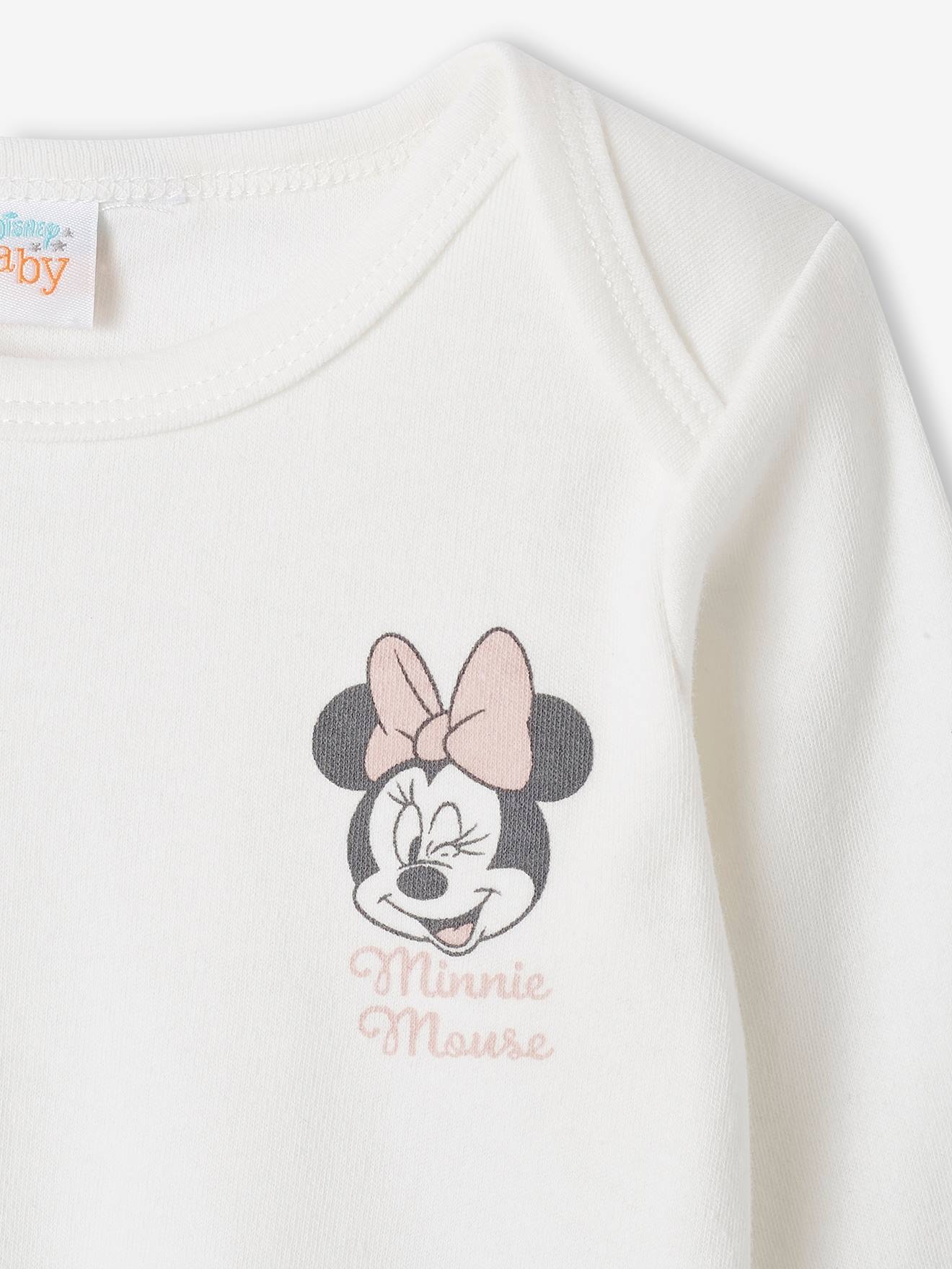 Ensemble bébé fille body + pantalon + bonnet DS® Minnie blanc/rose poudré