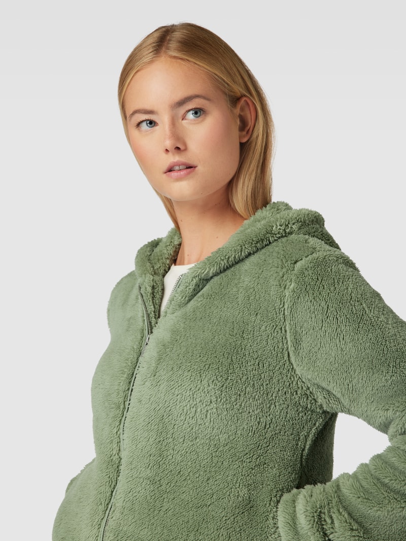 Sweatjacke aus Teddyfell in schilf