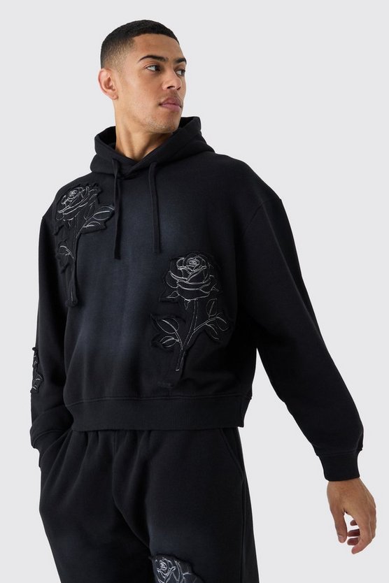 Oversize Trainingsanzug mit Rosen-Stickerei