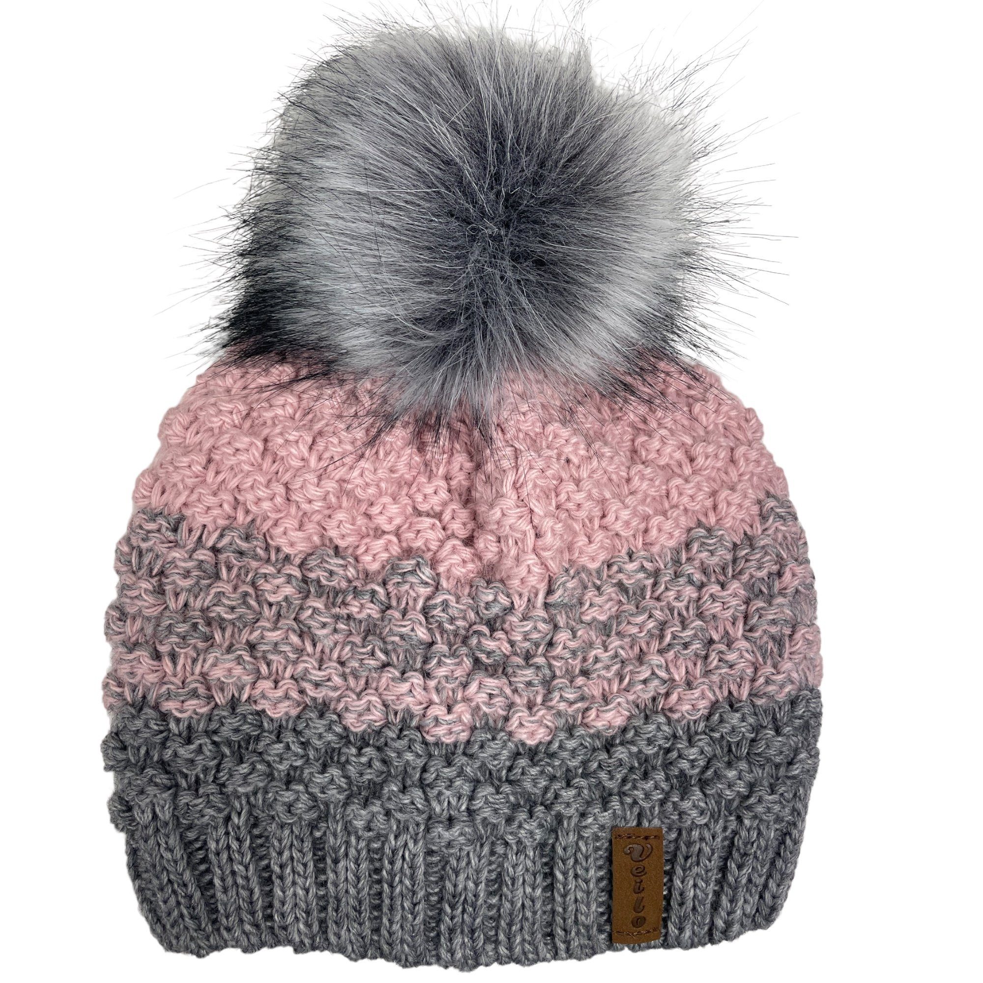 Taschen4life Bommelmütze Damen Mütze & Schal Set 36.64 (2 teilig, gestrickte Beanie mit großem Bommel & Loop Strickschal) locker gestrickt, mit großem Bommel