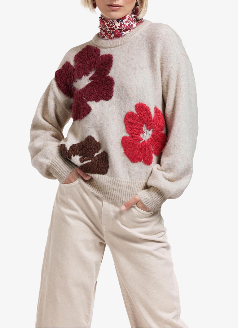 Maglione Nour a maglia fine di Studio Anneloes, in misto lana con ricami.