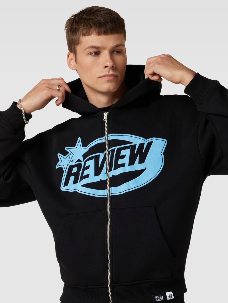 Sweatjacke mit Label-Details in schwarz
