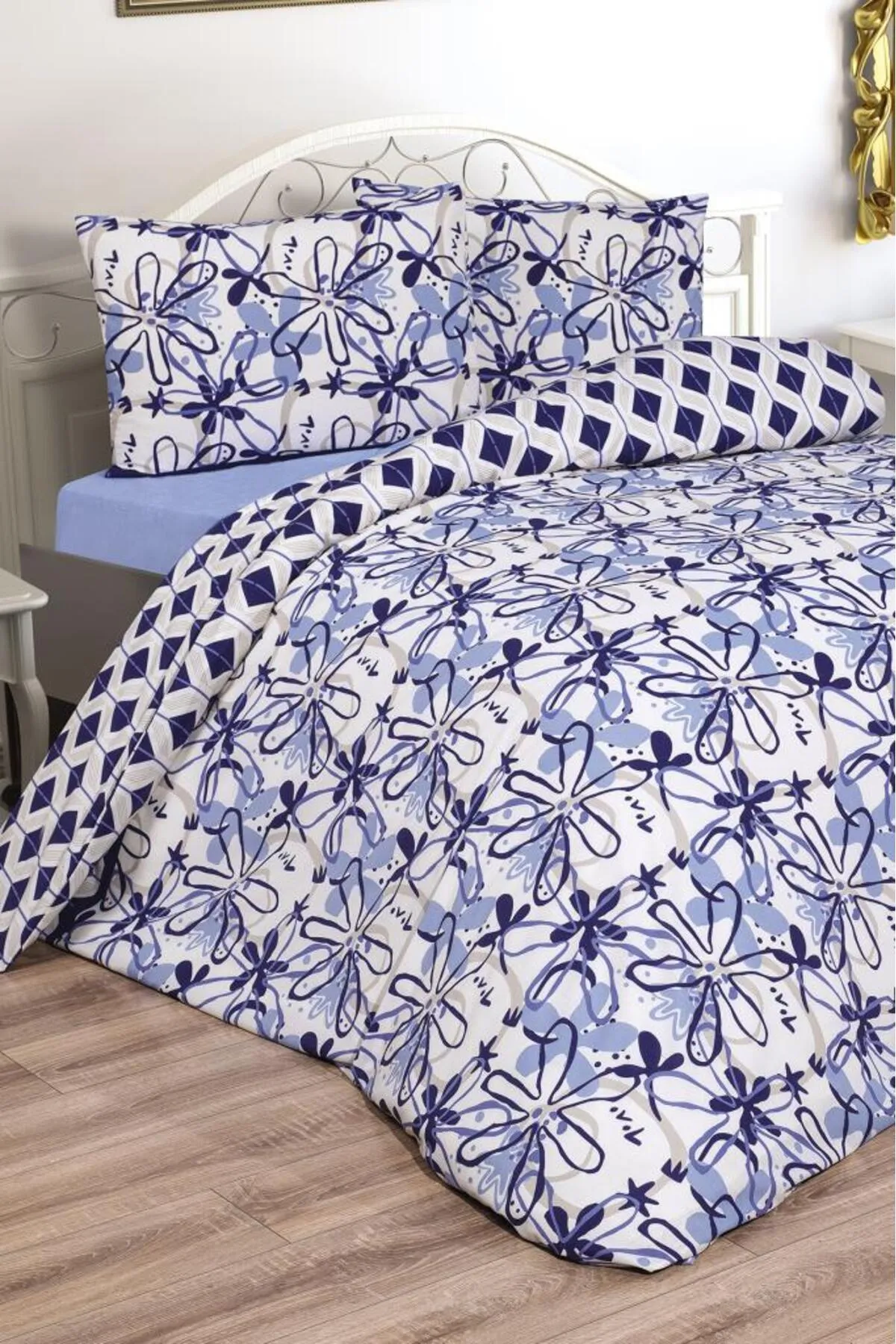 Çeyiz Diyarı  Erika Bettwäsche-Set für Doppelbett, Blau