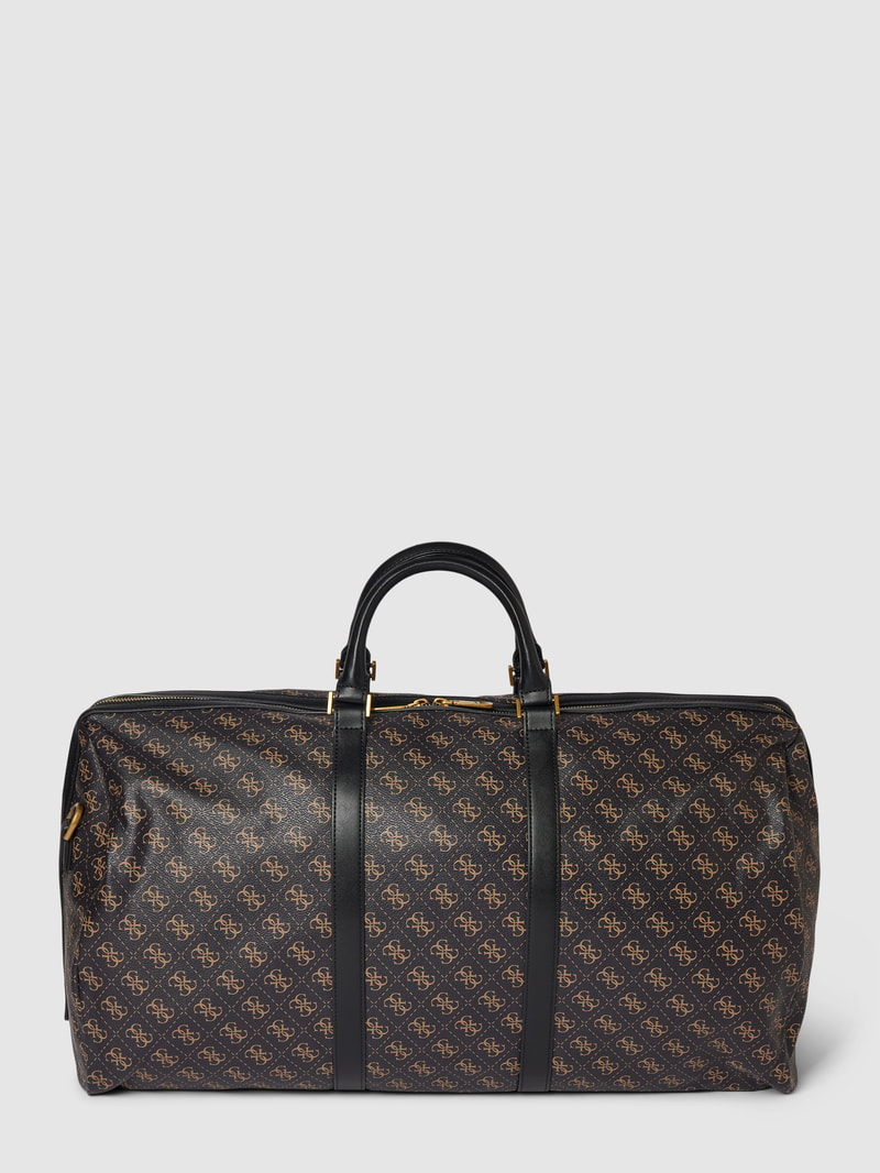 Weekender mit Allover-Logo in dunkelbraun