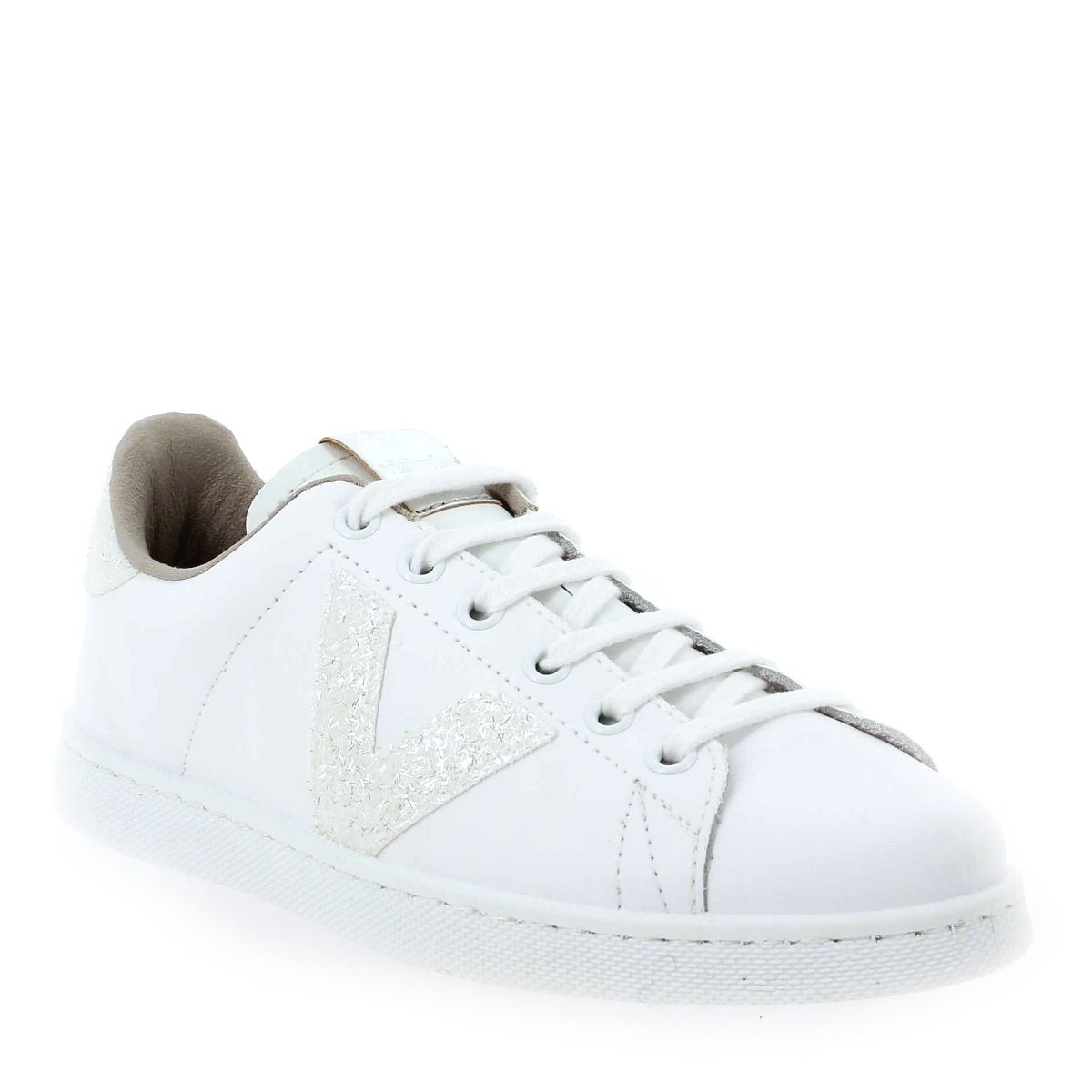 Victoria  1125188 TENIS PIEL VIRUTAS GLITTER - Blanc