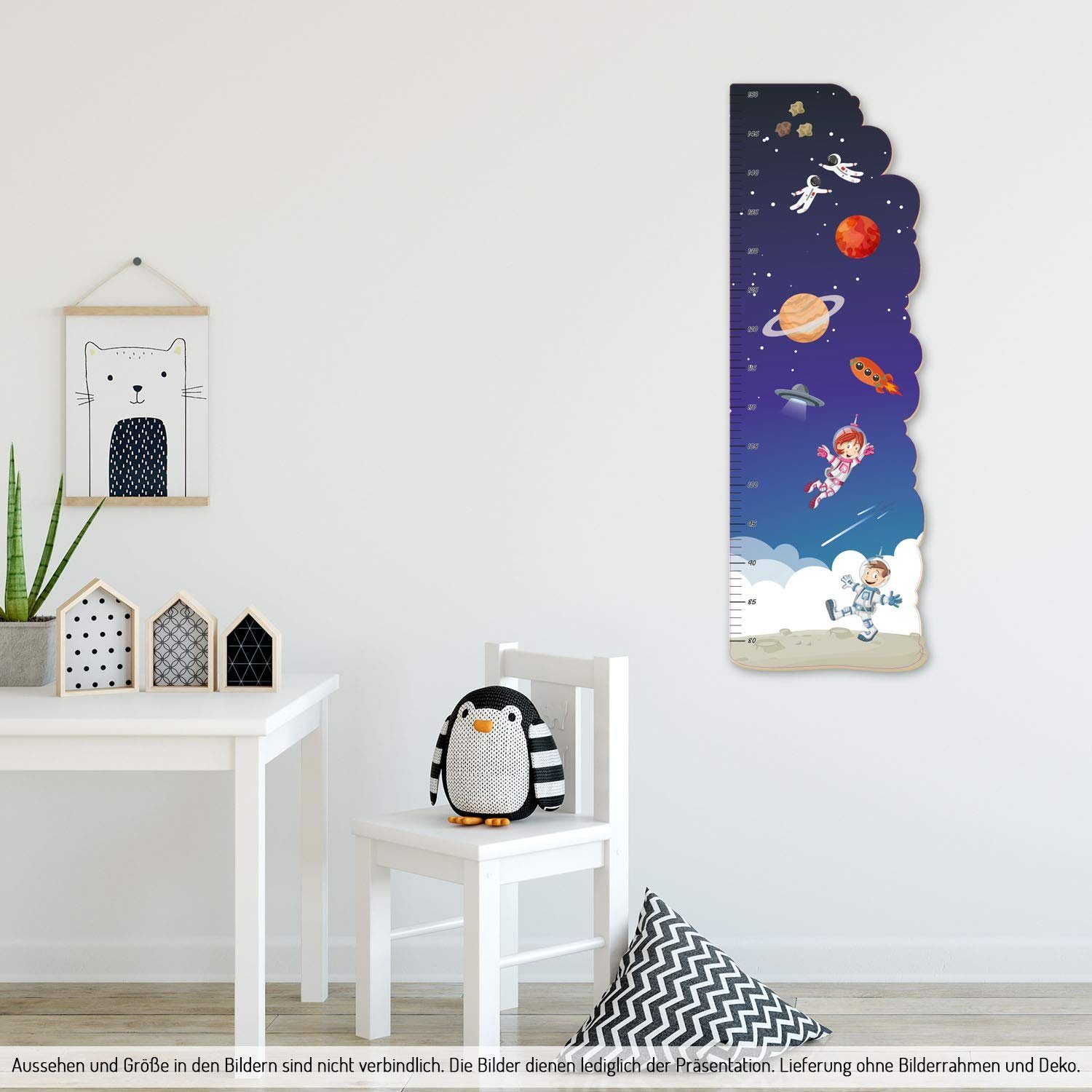 Kreative Feder Messlatte „Kleine Astronauten“ für Kinder, Messlatte fürs Kinderzimmer im Norwegian Style; Messbereich 80–150 cm