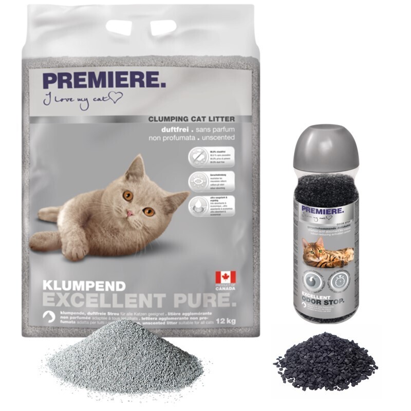 PREMIERE Katzenstreu PREMIERE Excellent Klumpstreu 12kg mit Deodorant ohne Duft