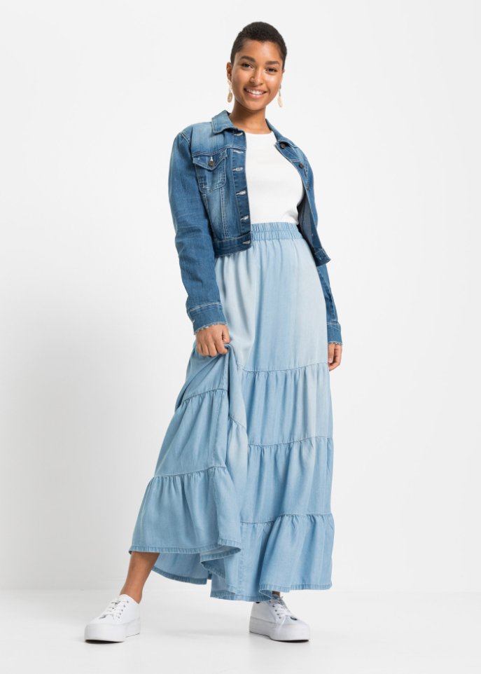 Maxi- Stufenrock aus TENCEL™ Lyocell