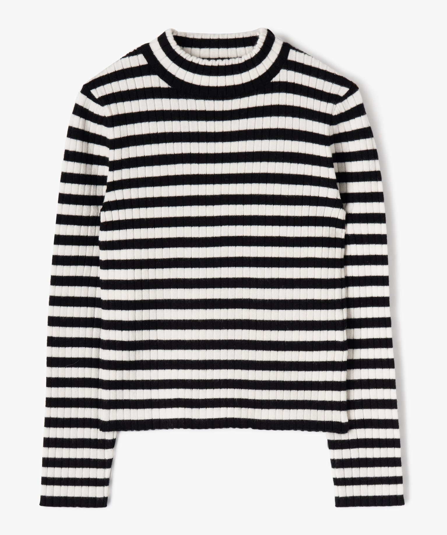 Pull rayé en maille ctelée fille noir | GEMO