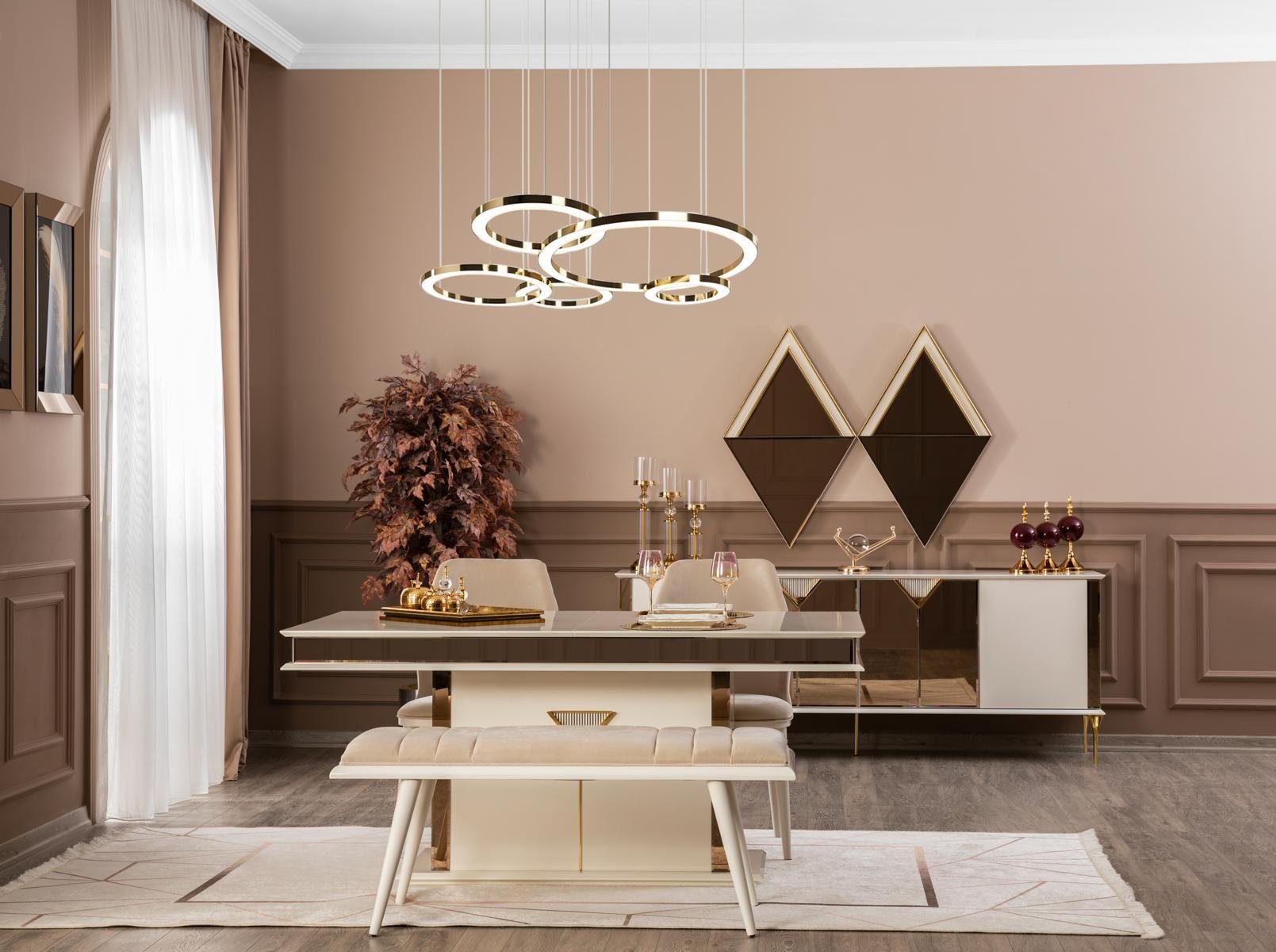 JVmoebel Esszimmer-Set Tisch 4x Stühle Gruppe Esszimmer Garnitur Set, (5-St., Nur Esstisch + 4x Stühle), Hochglanz