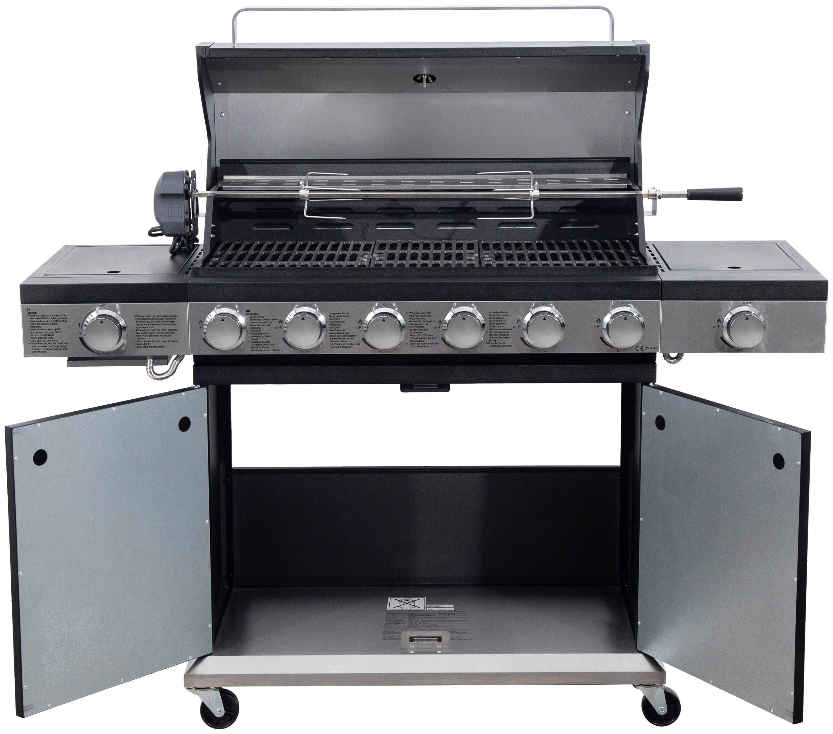 KONIFERA Gasgrill Montreal XL, BxTxH: 141x47,5x114, 6 Haupt-, 1 Seiten- und 1 Infrarotbrenner