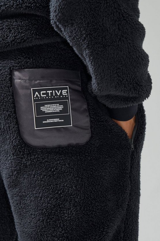 Lockere Borg-Jogginghose mit elastischen Bündchen