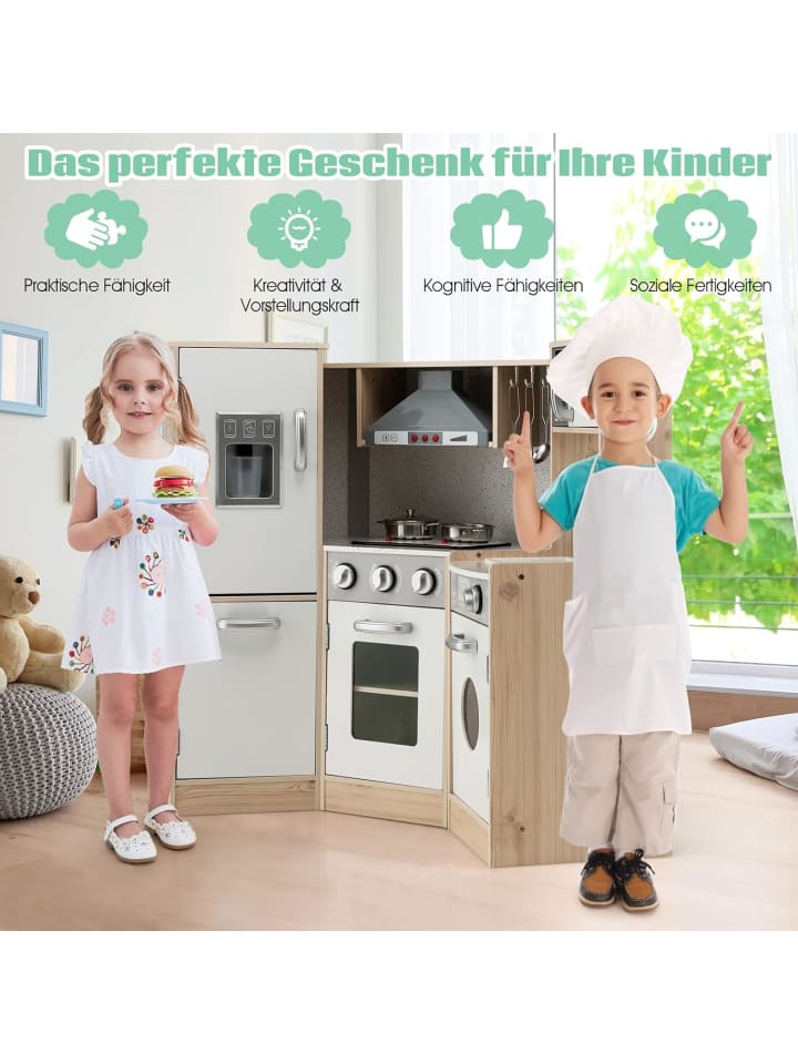 COSTWAY Spielküche mit Sound & Licht ab 3 Jahren in Hellbraun günstig kaufen onesize