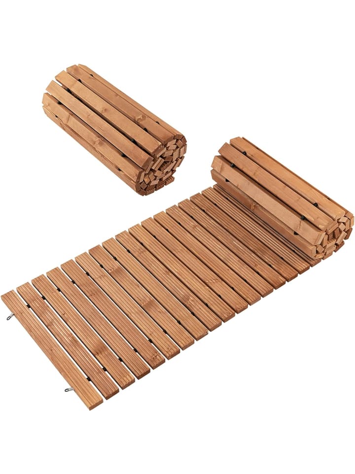 COSTWAY Ausrollbarer Garten-Holzweg 245cm in Braun günstig kaufen onesize