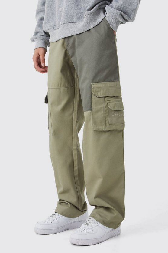 Lockere Colorblock Cargo-Hose mit Logo