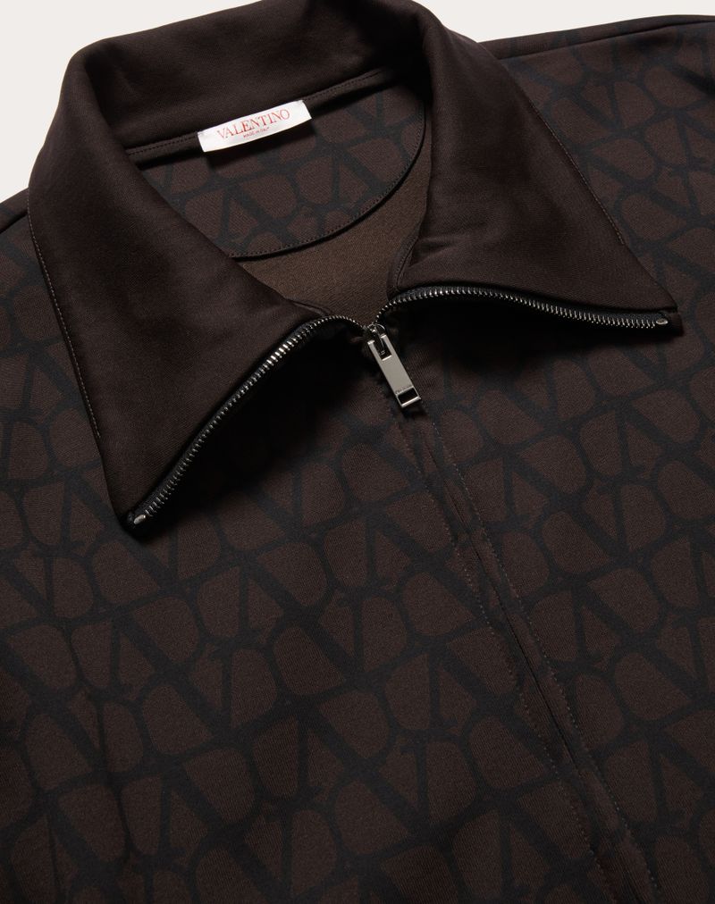 Sweat-shirt en coton à col montant zippé et imprimé toile iconographique