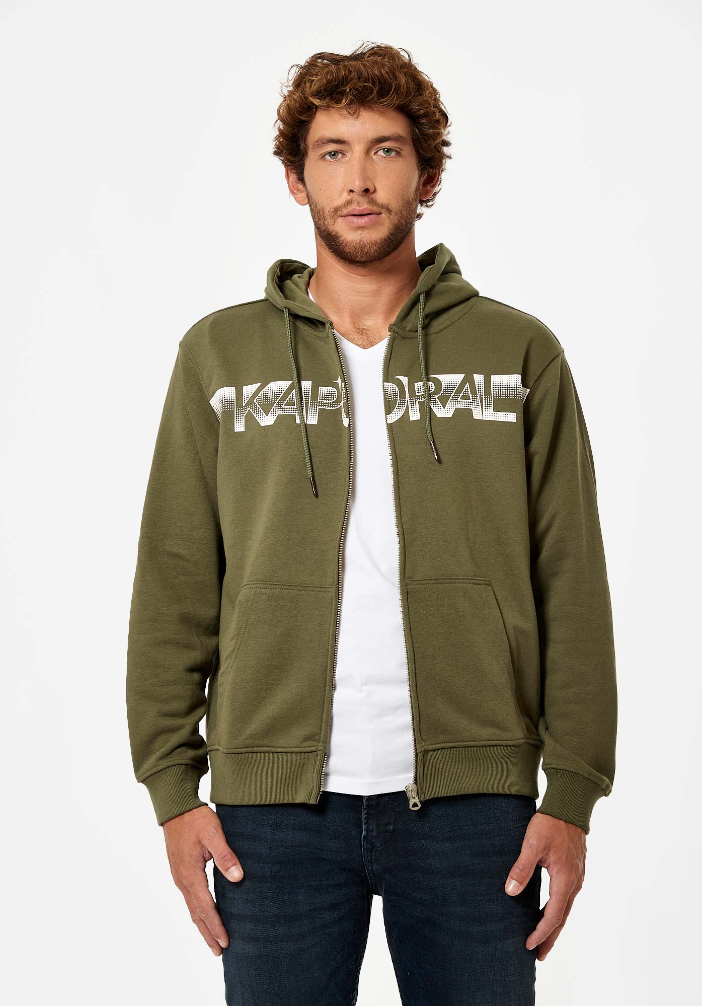 BARTO  Sweat zippé kaki Homme