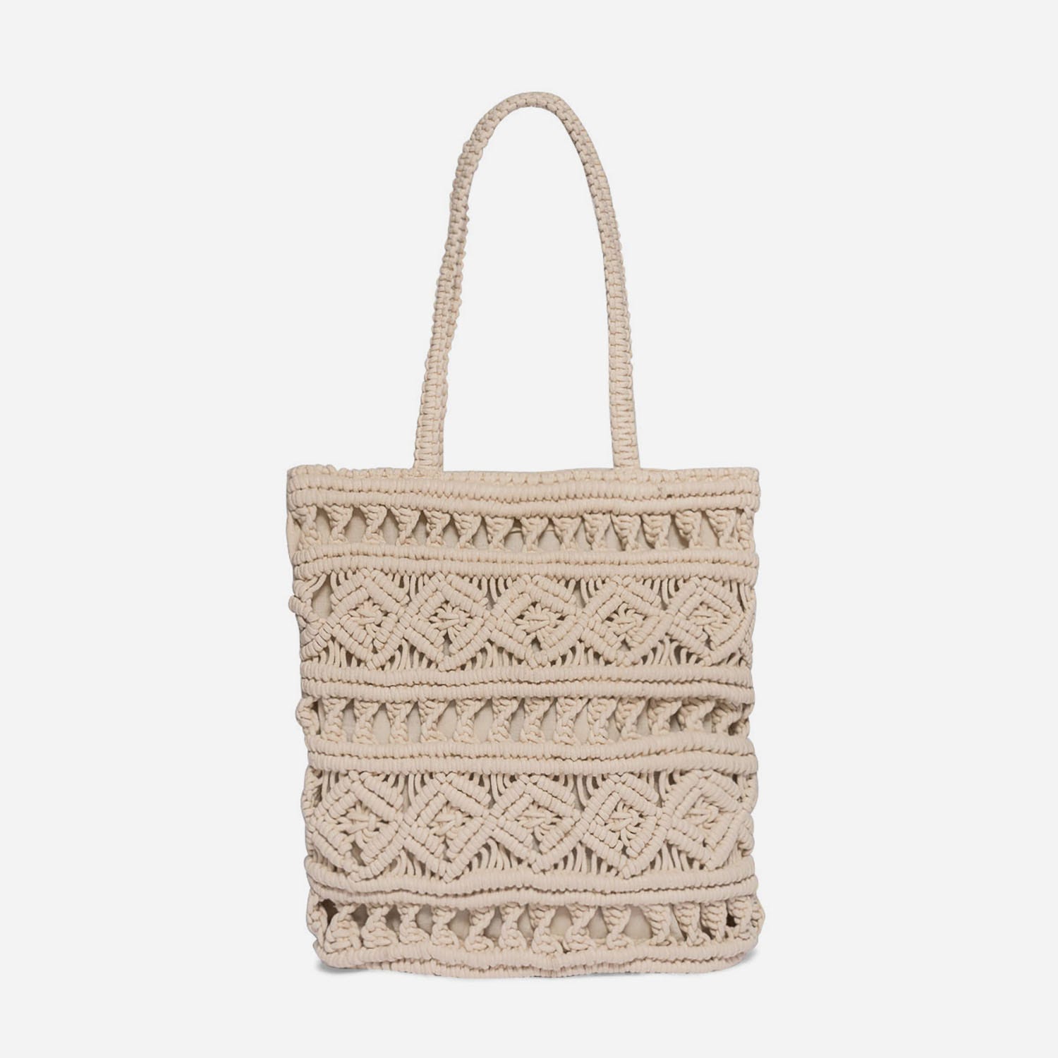 Sac TEXTO beige en macramé