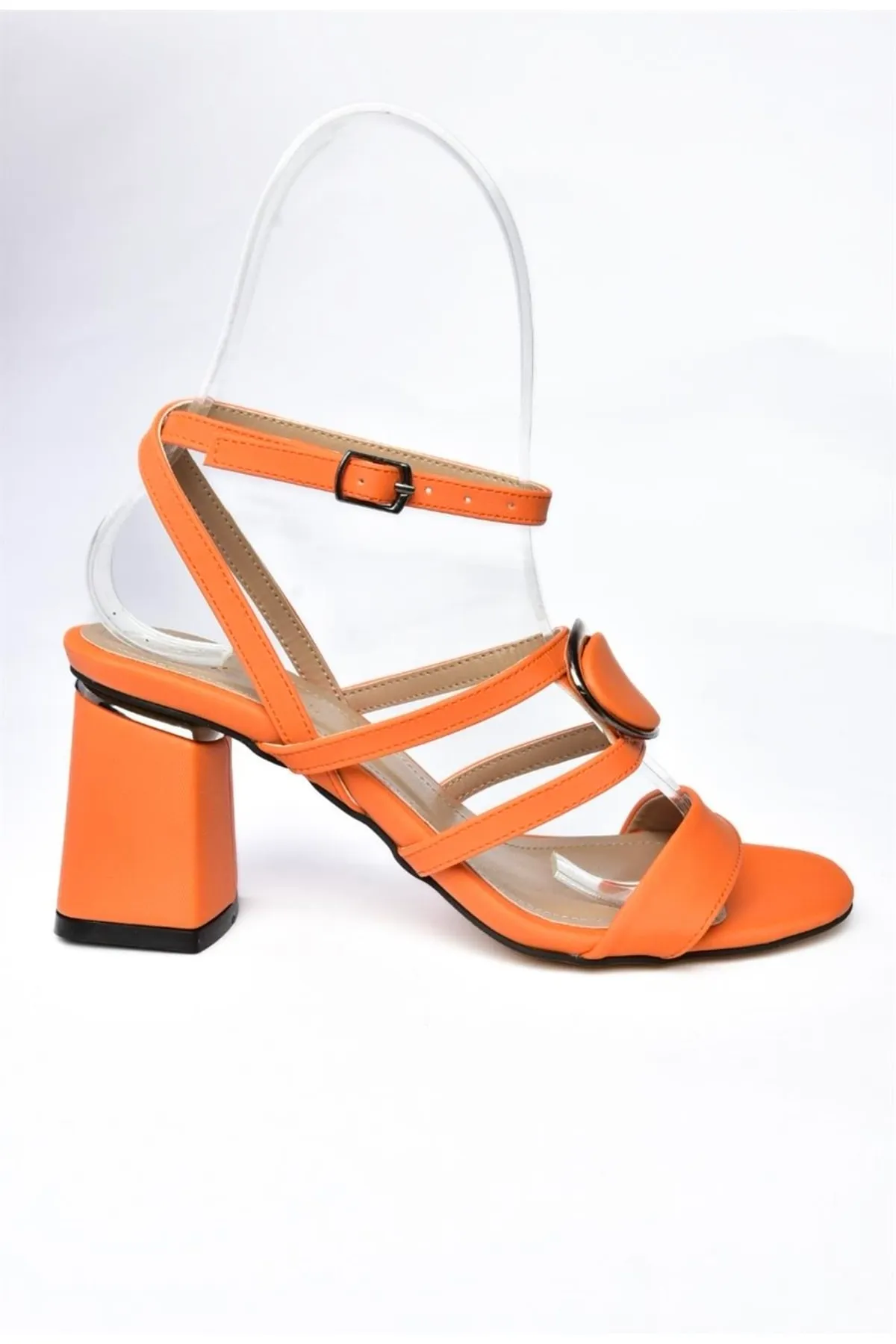 Fox Shoes  P404720109 Orangefarbene Damenschuhe mit dicken Absätzen